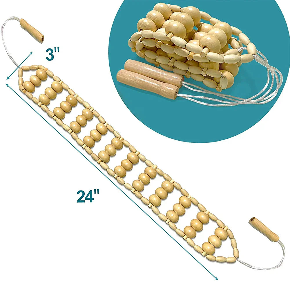 Wooden Therapy Cellulite Massage Roller Handmade Back Massager Brown
