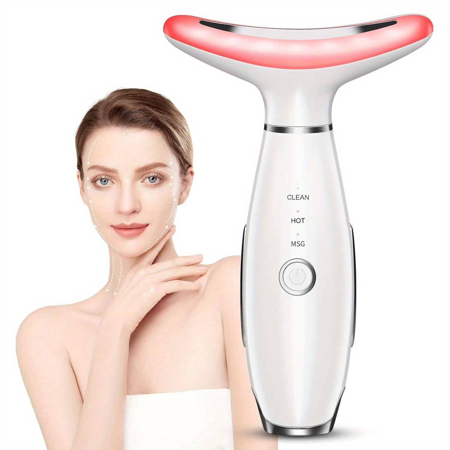 USB Rechargeable Facial & Neck Massager with 3 Massage Modes(White)-2