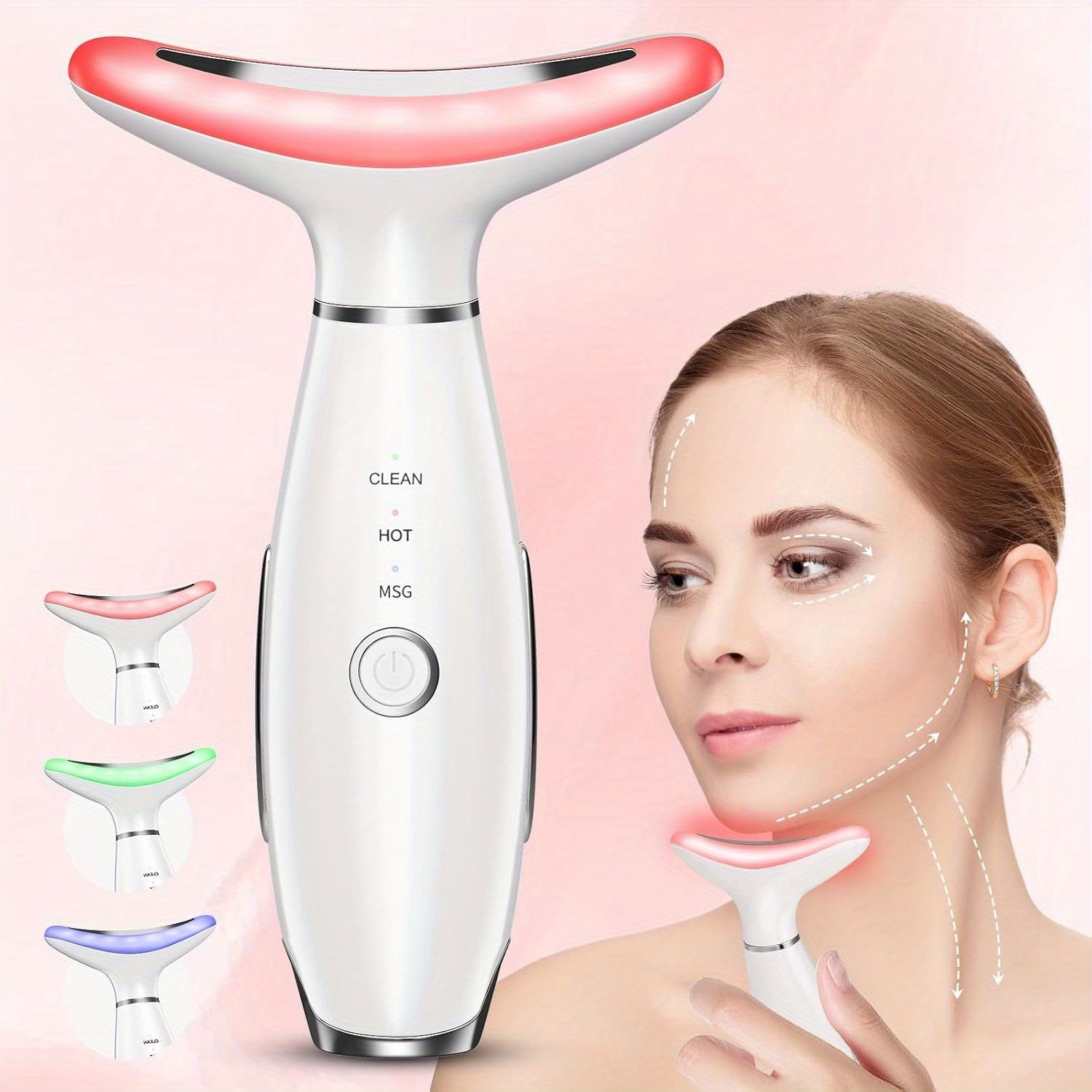 USB Rechargeable Facial & Neck Massager with 3 Massage Modes(White)-4