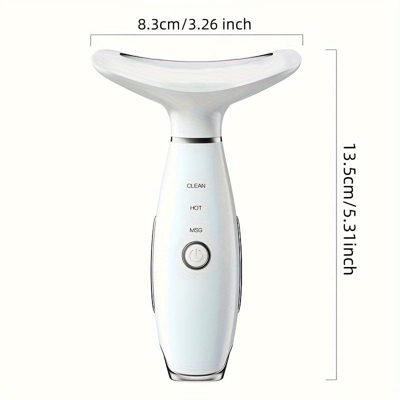 USB Rechargeable Facial & Neck Massager with 3 Massage Modes(White)-1