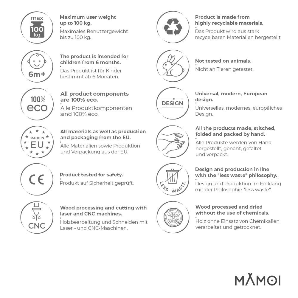 MAMOI® Balance Board Kissen | Balance Board Matte | Balance Board Material | Kissen für Balance Board | CE | 100% ECO | Made in EU