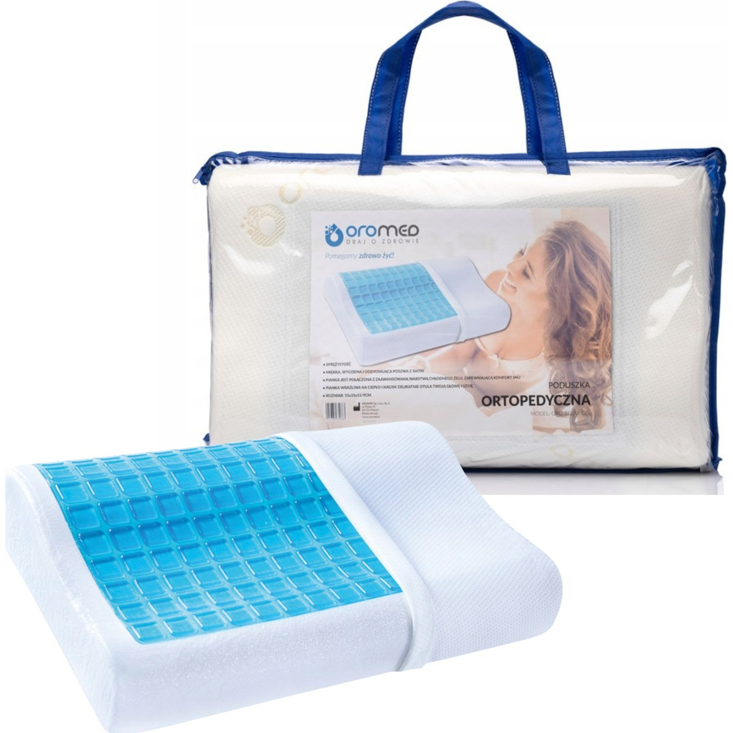 Oromed Oro-Relax XL méretű memóriahabos ortopéd párna hűtőzselével - Fehér (POD_ORO-RELAX ZEL_XL)