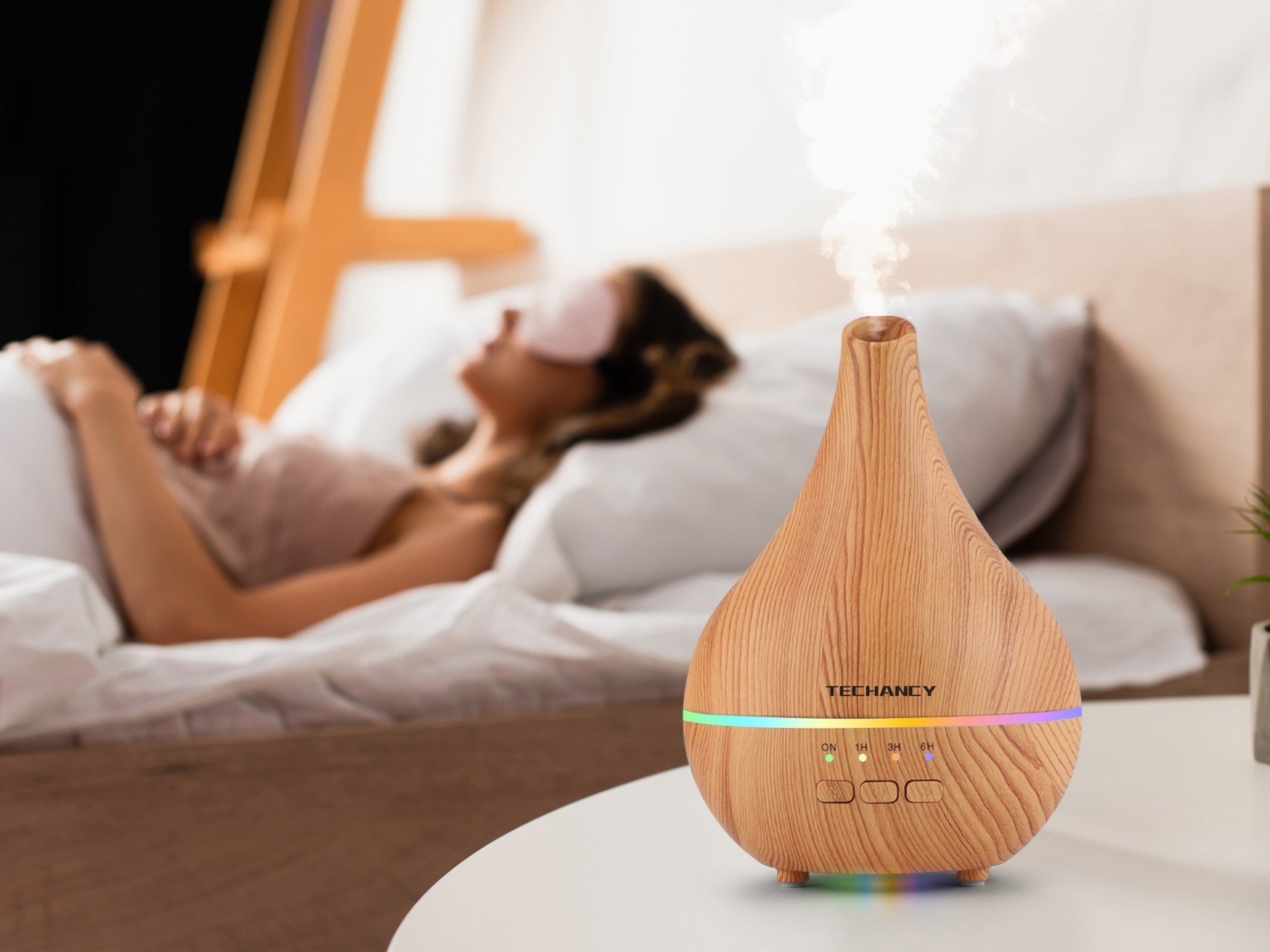 Difusor de aromaterapia Techancy, LD3914, com função humidificadora, acabamento em madeira-3